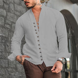 100% Cotton Linen Men Long-Sleeved Shirts