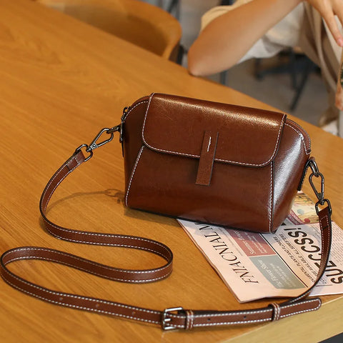 Genuine leather women's bag, one shoulder crossbody bag.