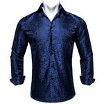 Long Sleeve Black Paisley Silk Dress Shirts Casual Tuxedo Social Shirt Luxury Designer Men Clothing