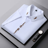 High quality summer short Sleeve White floral Business formal oversize office wedding Shirt