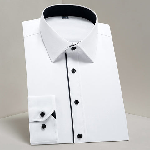 Classic Long Sleeve Solid Basics Dress Shirts Comfortable Soft Formal Business Standard.