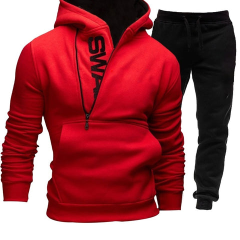 Spring Autumn Sweatshirt Suits Hoodie+Drawstring Sweatpants Fashion Oversize Male 2Pcs Set.