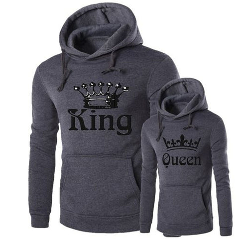 Fashion Hoodies Sweatshirt Couples Hooded Pullover Print King and Queen For Spring & Winter .